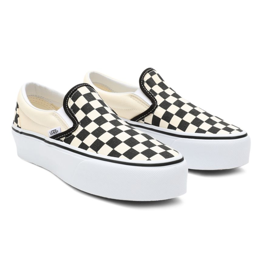 Vans Checkerboard Klassieke Slip-On Platform Noir | VN004X1TZ65