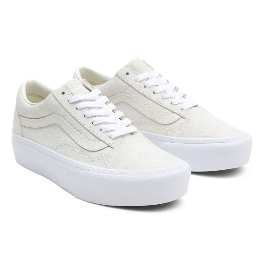 Vans Deboss Otw Old Skool Platform Blanche | VN386C0DQ72