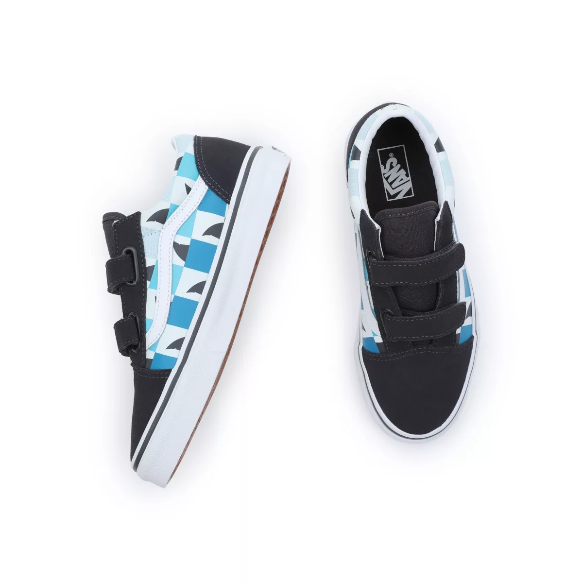 Vans Glow Checkerboard Sharks Old Skool Klittenband Noir | VN963K2KC46