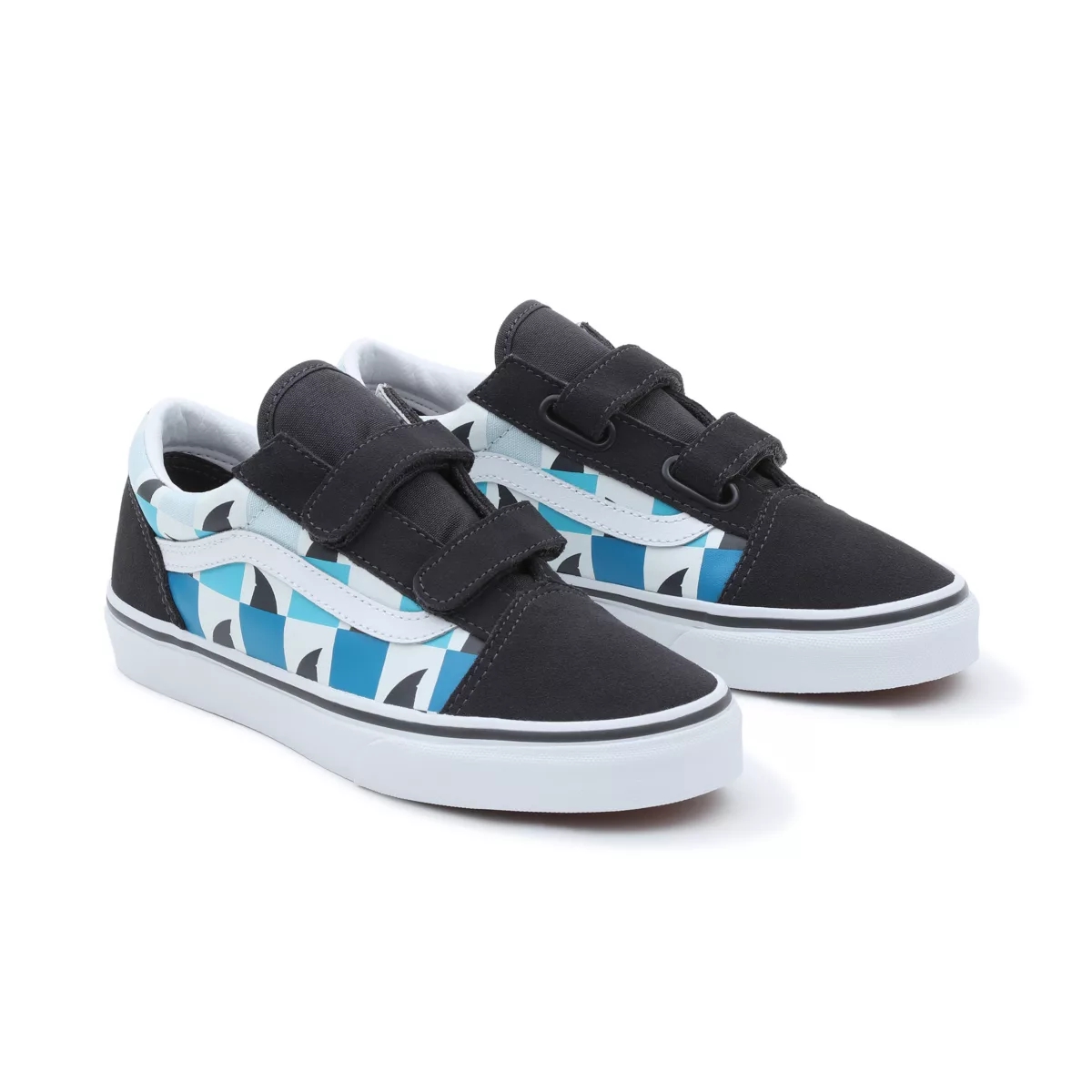 Vans Glow Checkerboard Sharks Old Skool Klittenband Noir | VN963K2KC46