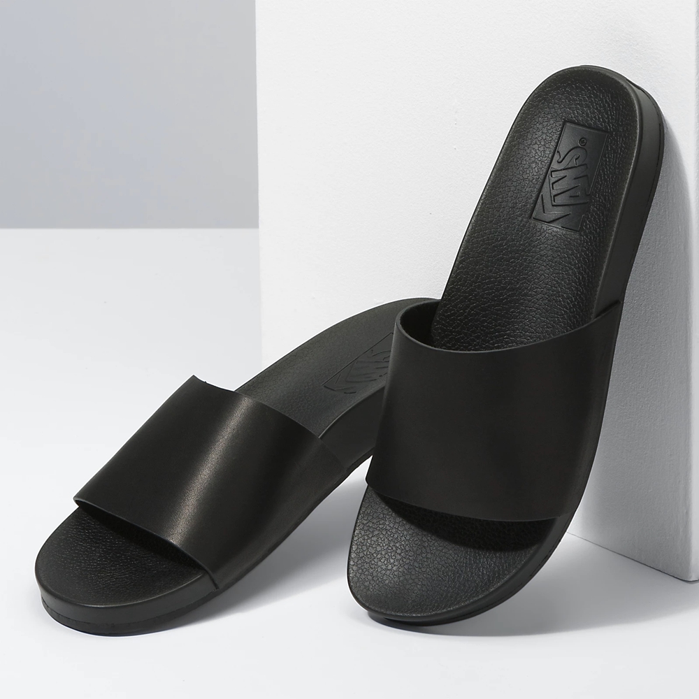 Vans Leren Decon Badslippers Noir | VN913I4UU42