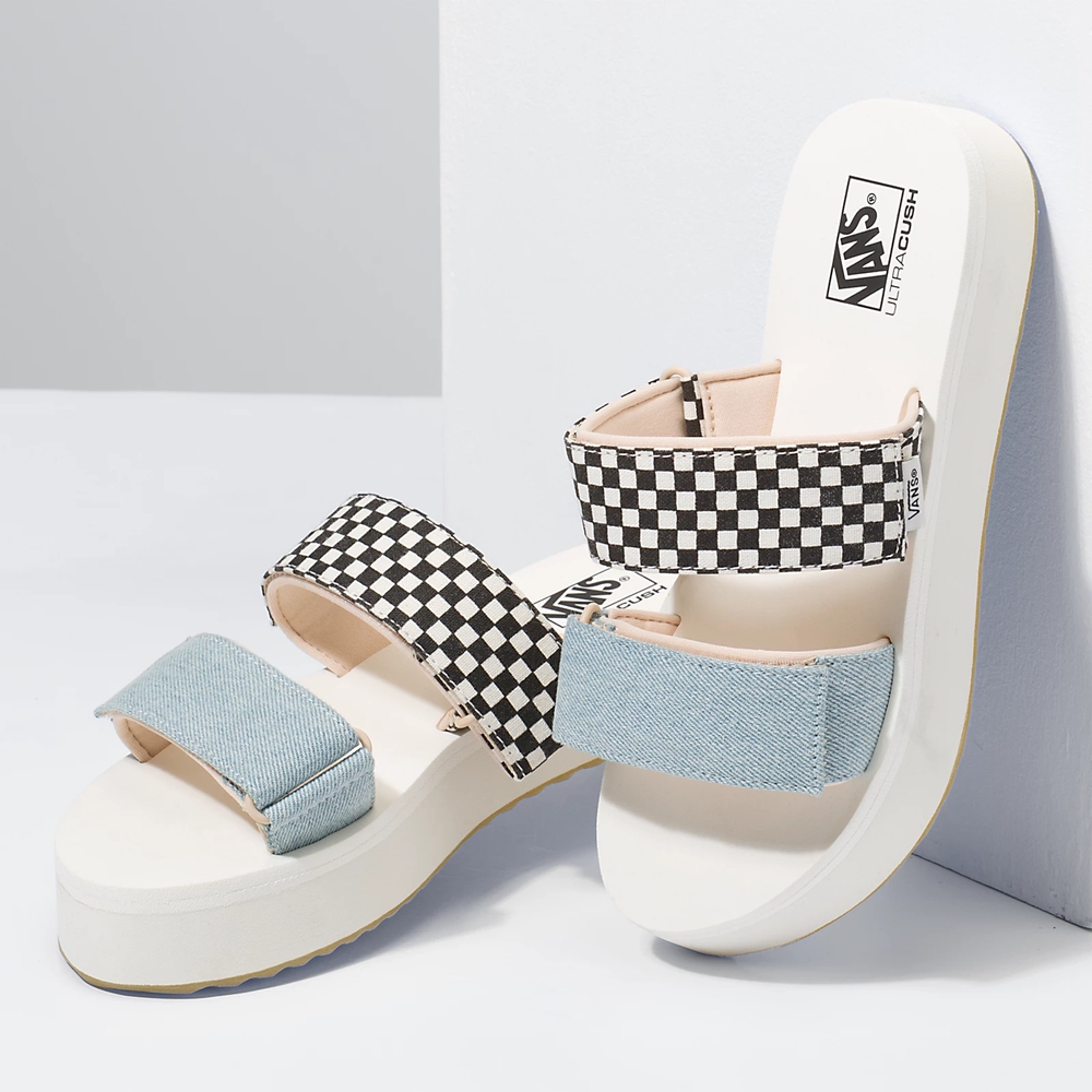 Vans Mix Match Cayucas Badslippers Mega Platform Blanche | VN584E0NB11