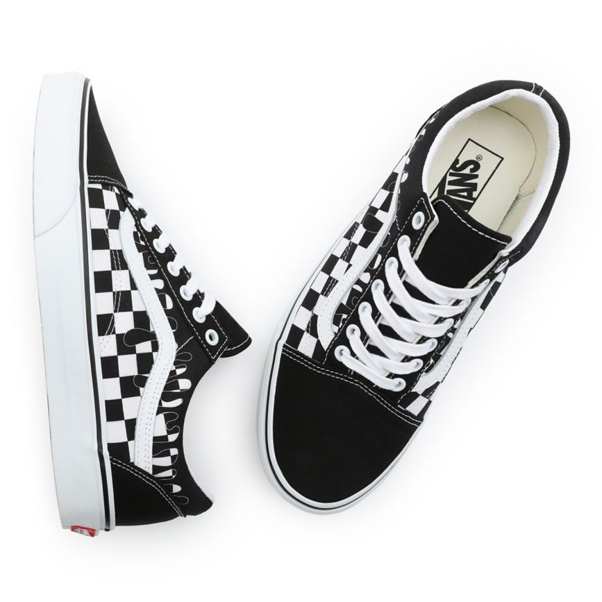 Vans Paint Drip Checkerboard Old Skool Noir | VN128M7MH14