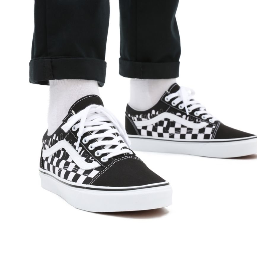 Vans Paint Drip Checkerboard Old Skool Noir | VN128M7MH14