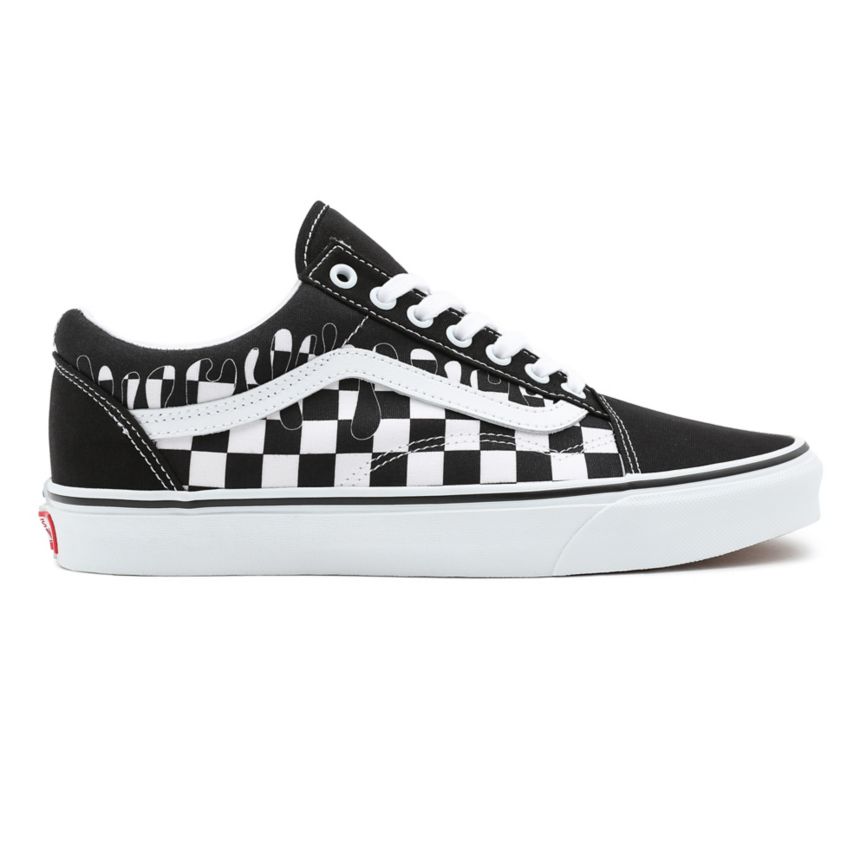 Vans Paint Drip Checkerboard Old Skool Noir | VN128M7MH14