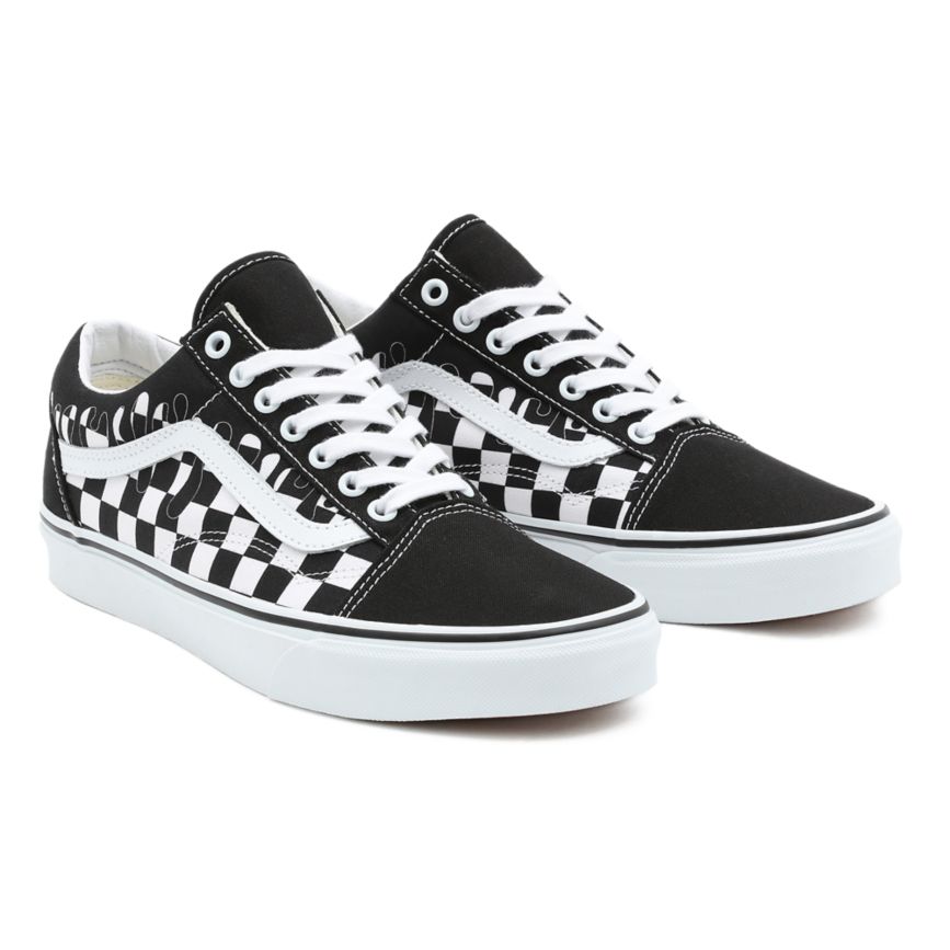 Vans Paint Drip Checkerboard Old Skool Noir | VN128M7MH14