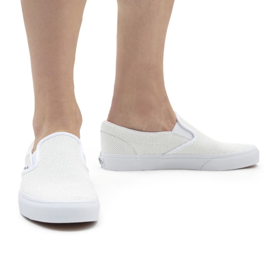 Vans Perf Leren Klassieke Slip-On Blanche | VN568V1VU86