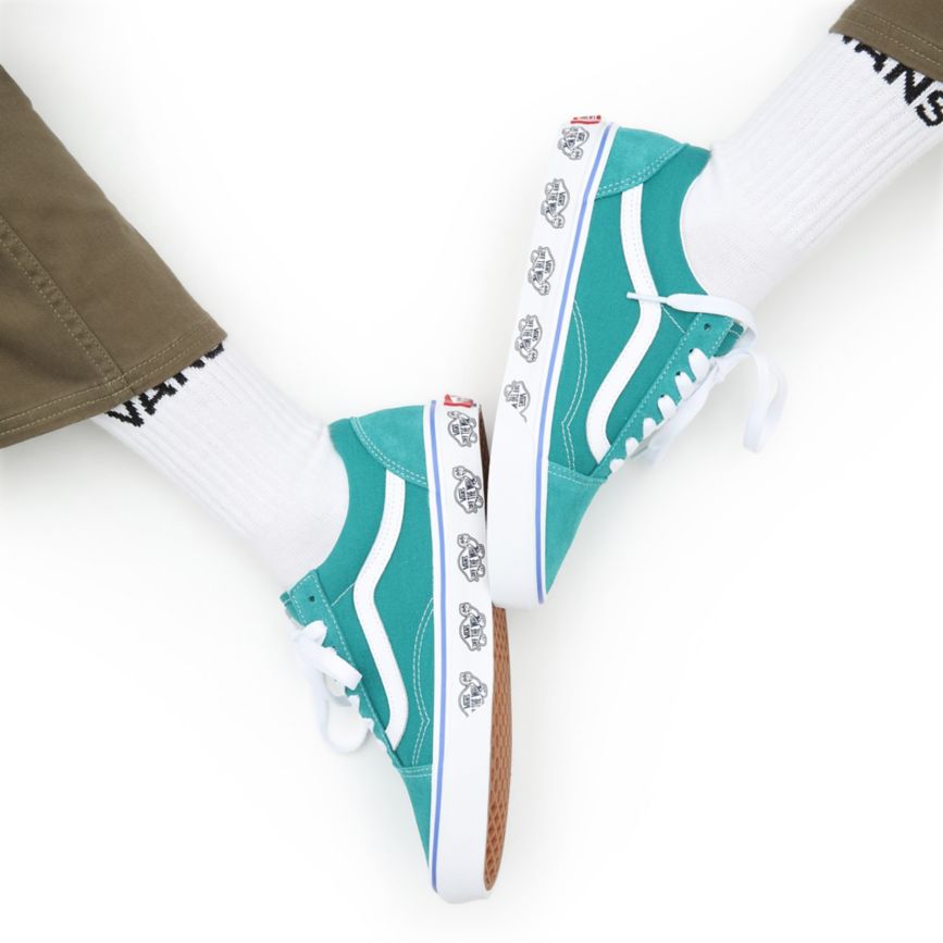 Vans Sidewall Print Old Skool Turquoise | VN385F6CX08