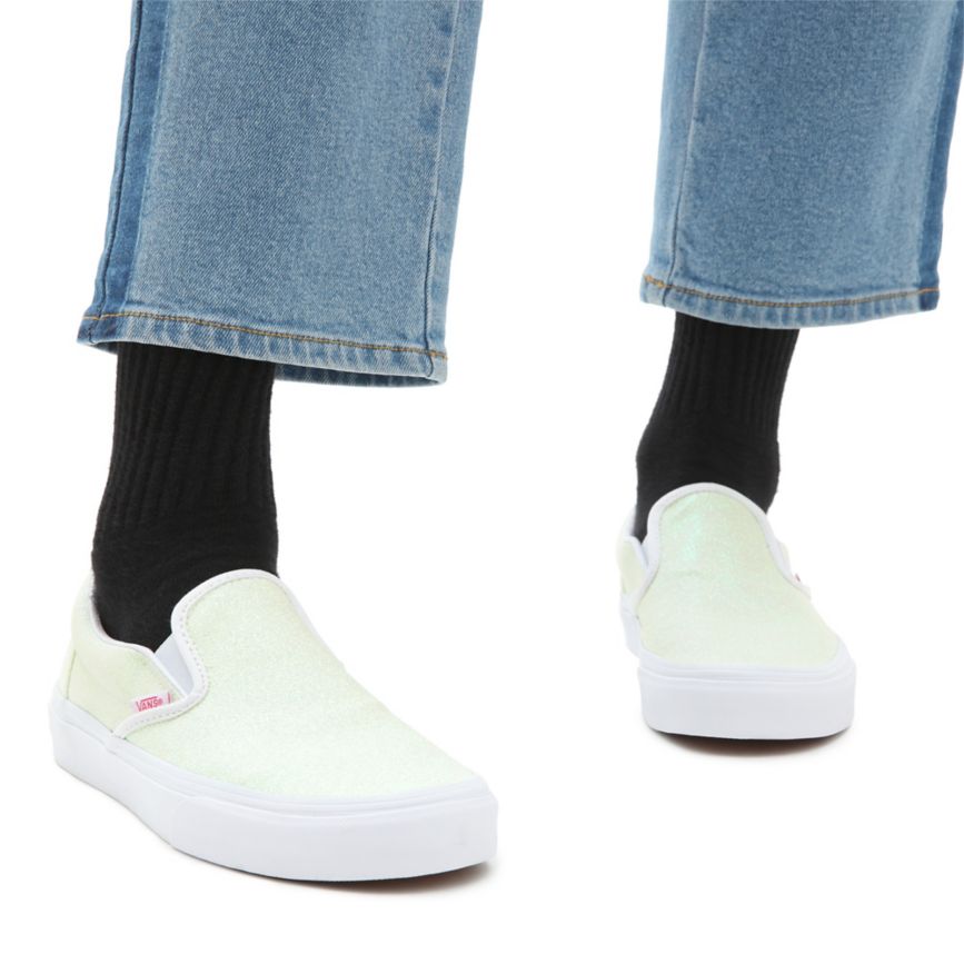 Vans UV Glitter Klassieke Slip-On Blanche | VN398F0PD08